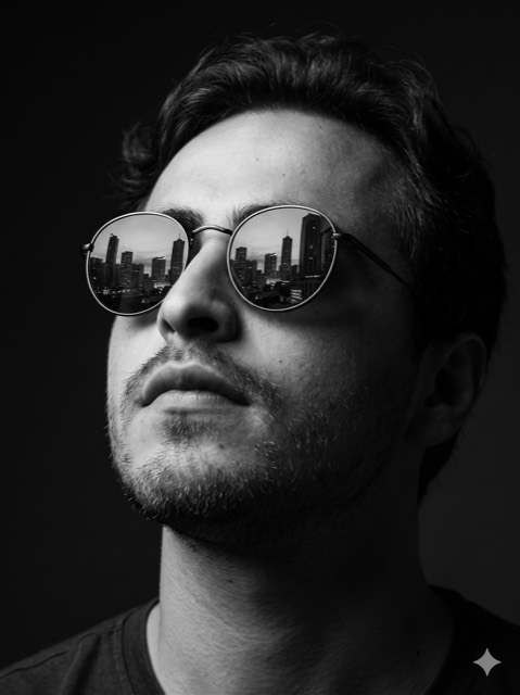 Nano Banana Pro: 4K Black & White Urban Shadow Icon