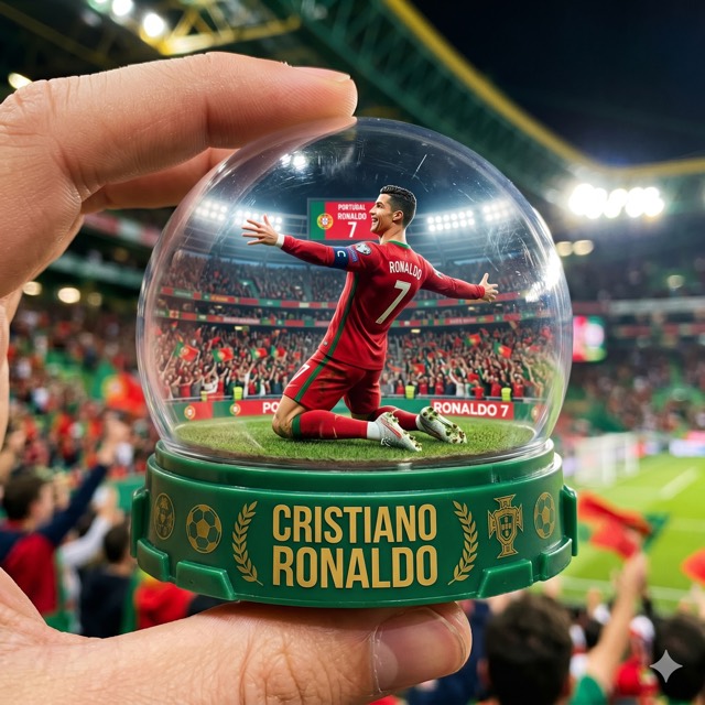 Midjourney: Cristiano Ronaldo Gashapon Diorama Masterpiece