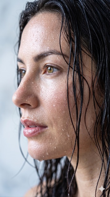 Midjourney Wet Portrait: Droplets, Glistening Eyes