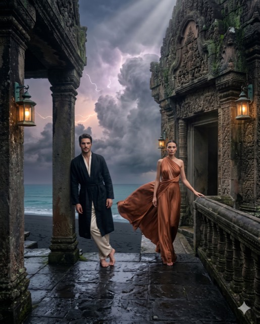 Premium Travel Editorial — Floating Temple Carved Into a Living Storm Cloud